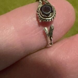 Sterling Silver Garnet Drop Pendant - Deep Red